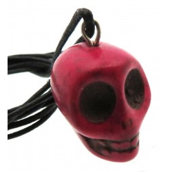 Coloured Pink Stone Skull Pendant